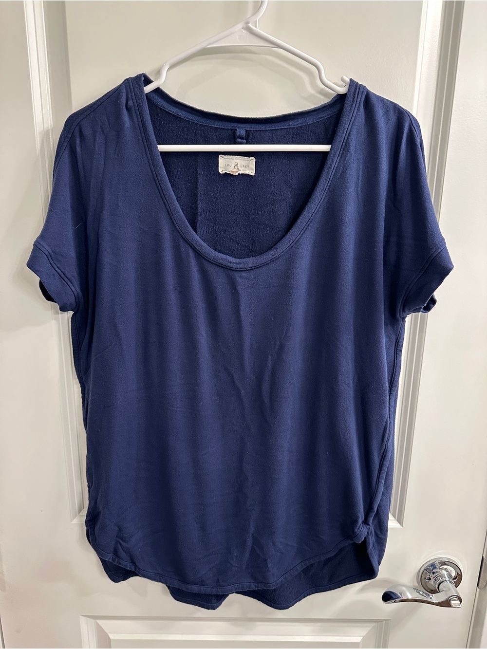 Lou & Grey Navy Scoop Neck Short Sleeve Tee - medium